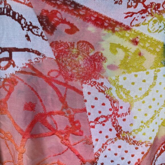 Peter Nygard Bright Colorful Art to Wear Abstract Mesh Burnout Tunic Top Medium - Picture 5 of 5